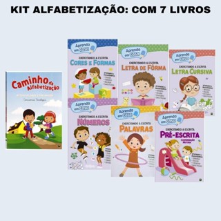 Kit Livro alfabetização e pré alfabetização Caminho da Alfabetização + Coleção com 6 livros Aprenda em casa exercitando a escrita atividades infantis