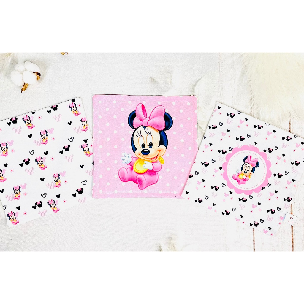 KIT PANINHO DE BOCA BEBÊ COM 3 UND FORRO 100% ALGODÃO 20x20cm PREMIUM