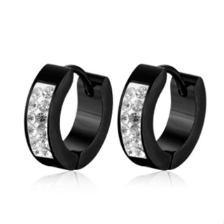 Brincos De Aço Inoxidável Com Strass/preto em Oferta na Shopee