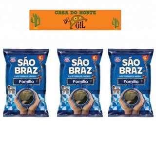 Café São Braz torrado e moído - kit com 03 unidades café torrado e moido
