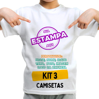 Kit 3 Camisetas Personalizada Com Sua Foto Imagem Logo Desenho Tema