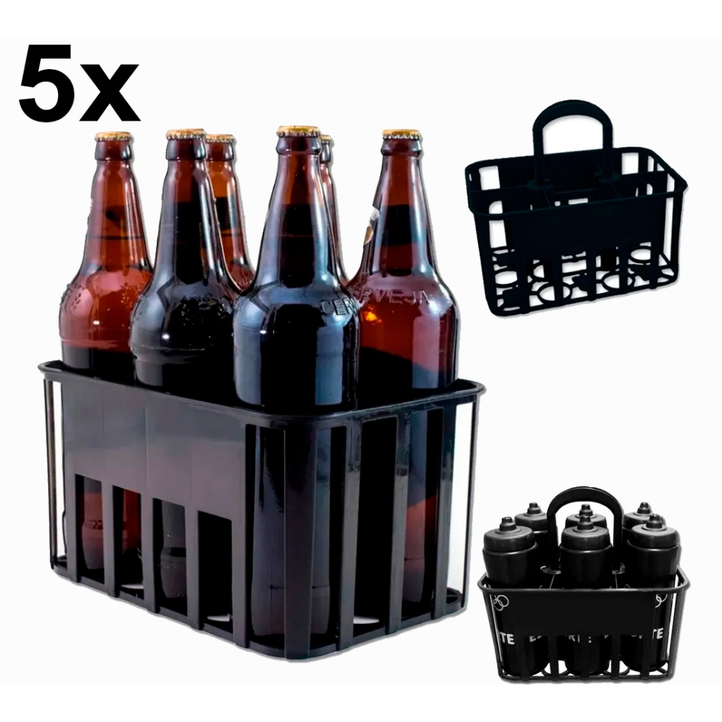 Kit 05 Unidades Porta Cerveja Litrão Squeeze 1000ml 1l Cesta Para 6 garrafas em Oferta na Shopee