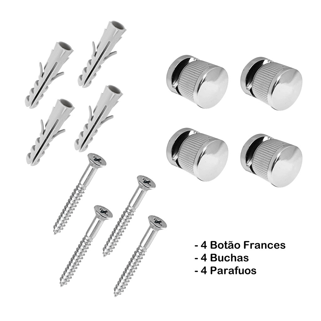 Kit 4 Botão francês ABS com buchas e parafusos Para Espelho e Painel decorativo em vidro até 8mm.