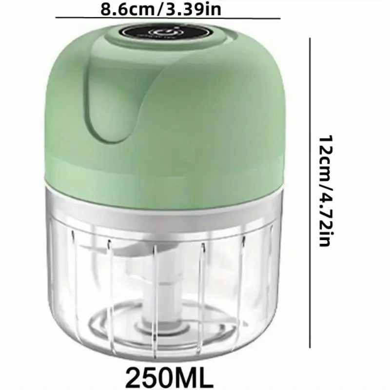 Mini Processador Triturador  Elétrico de Alimentos Portátil com 3 lâminas de aço inox USB 250 ml Bivolt