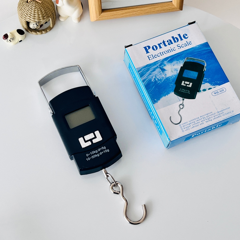 Imagem Balança Portátil Digital De Mão Gancho Para Bolsa, Mala, Peixe Até 50kg