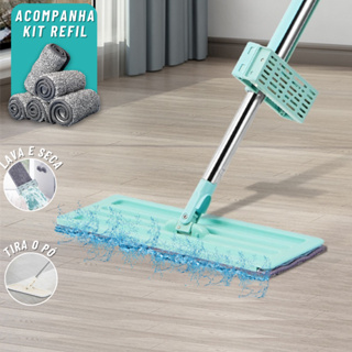 Esfregão Rodo Mop Mágico Inteligente Com 2 Refil Flat 360° Graus Flexível Puxa e Seca Limpeza Casa Limpa Fácil Microfibra Alto Absorção em Oferta na Shopee