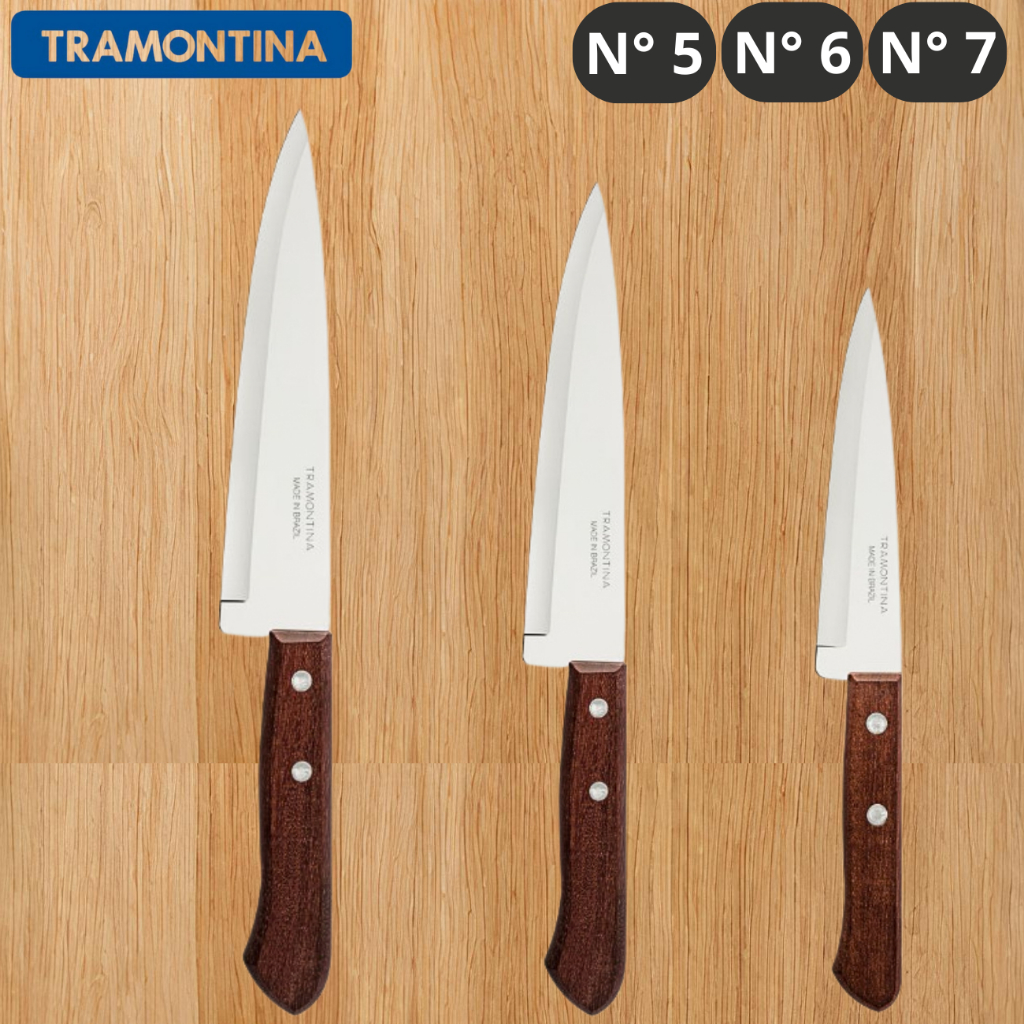 Faca De cozinha Inox Peixeira Tramontina Cabo de Madeira N 05 06 07 Oferta Especial