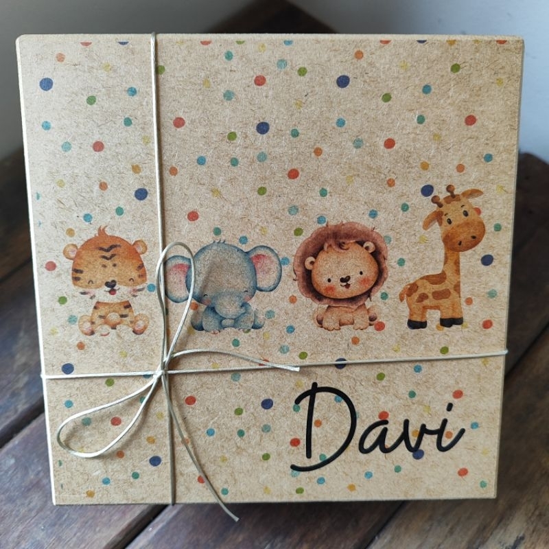 Caixinha MDF Personalizada para Presente Dindos Batizado, Padrinhos, Safari, Fazendinha, Escoteiro, Tema infantil em Oferta na Shopee