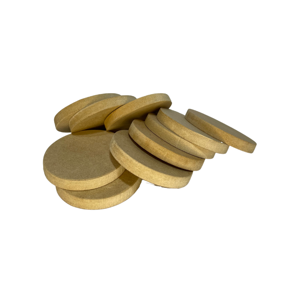 Bolacha de madeira MDF Porta Copo Cru Diâmetro 7cm Espessura 9mm