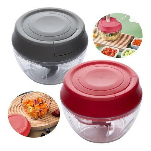 Processador Manual  Alimentos 500ml  Corta Alho Cebola Legumes  Lâminas Inox Resistente