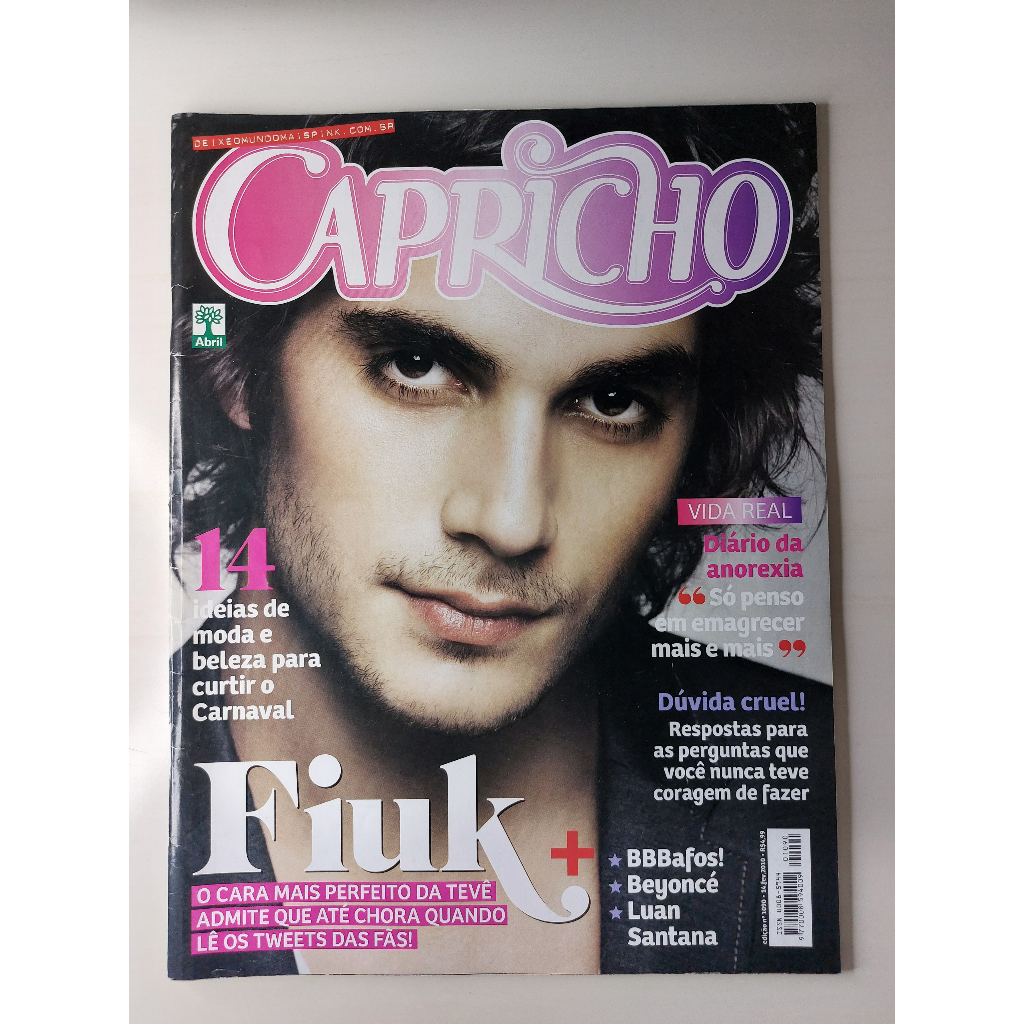 Revista Capricho Nº 1090 Fiuk Beyoncé Luan Santana Logan Lerman Claudia Leitte Kesha BBB10 14 Fev 2010