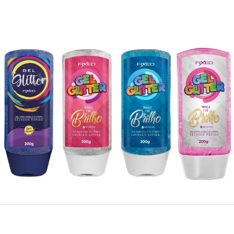 Gel Glitter Fixed Corpo e Cabelo Secagem Rápida 200g - Escolha em Variação. em Oferta na Shopee