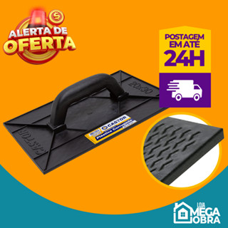 Desempenadeira plástica PVC para Argamassa Reboco Massa Fina 18x30cm Corrugada Preta Castor