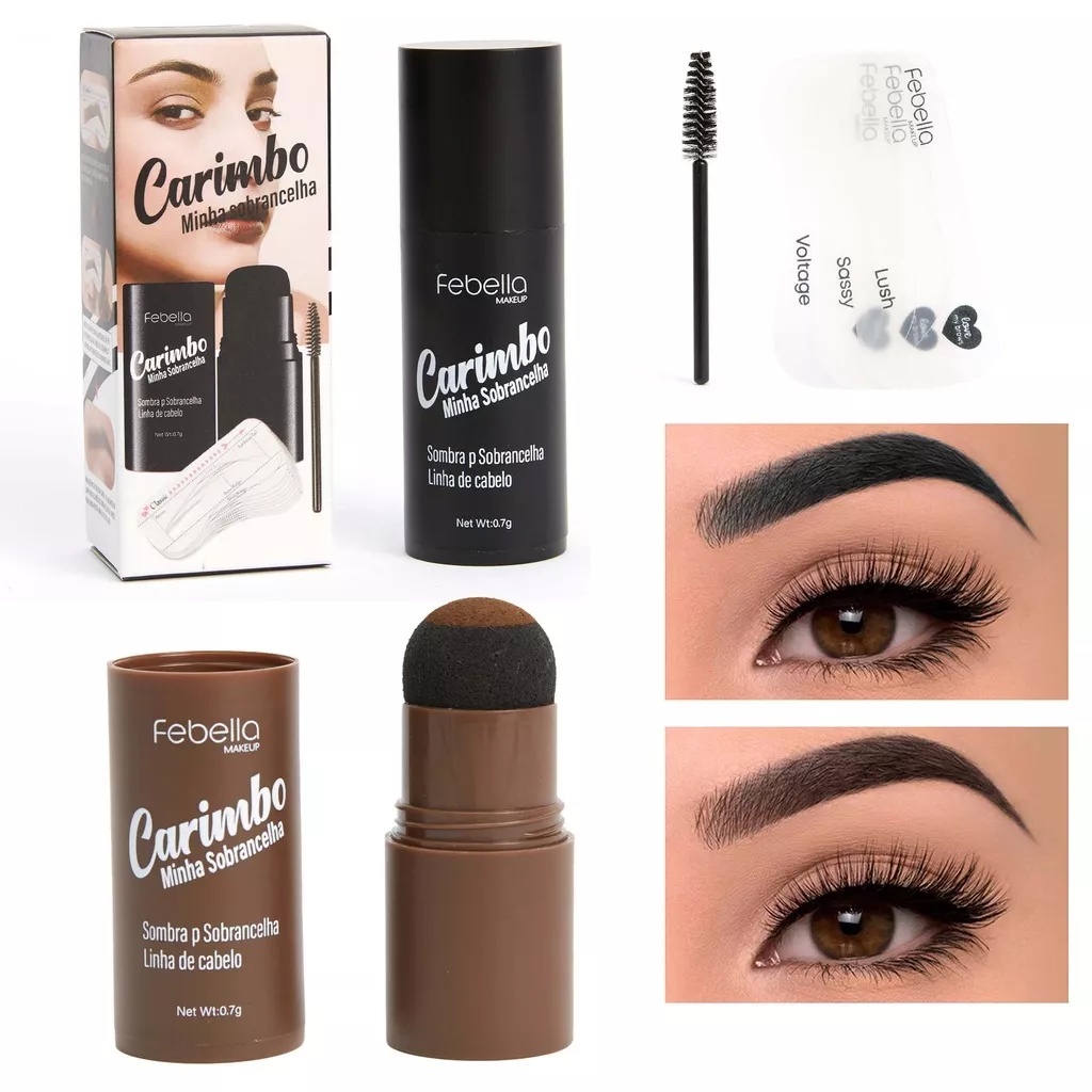 Carimbo para Sobrancelhas Sombra com Molde para Desenhar Febella SS2022 em Oferta na Shopee