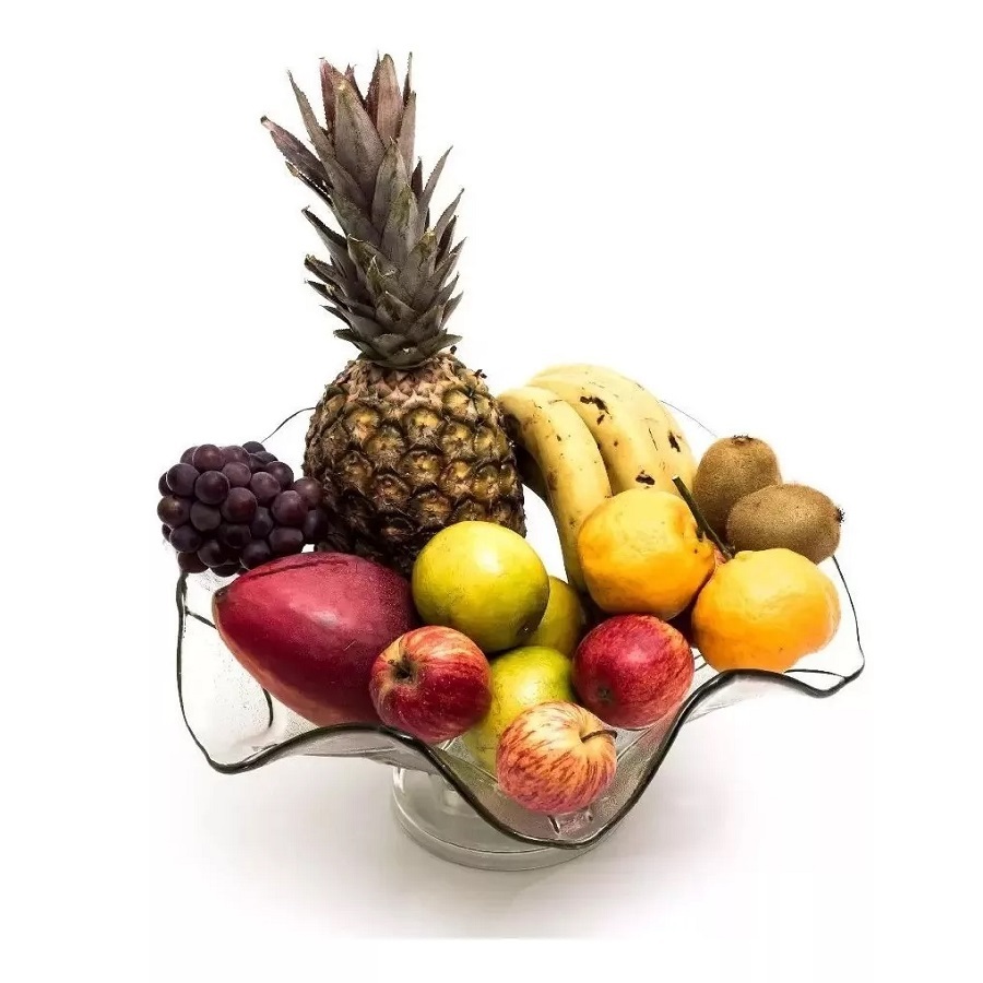 Saladeira Ou Fruteira Com Pé De Vidro Gourmet