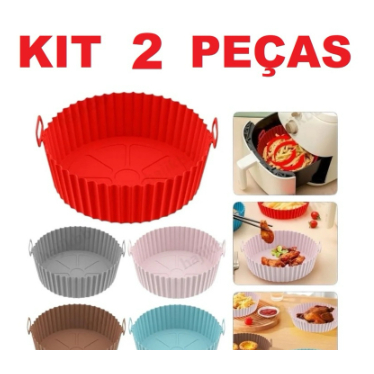 Kit 2 Forma De Silicone Flexível Para Fritadeira Air Fryer Forno E Microondas