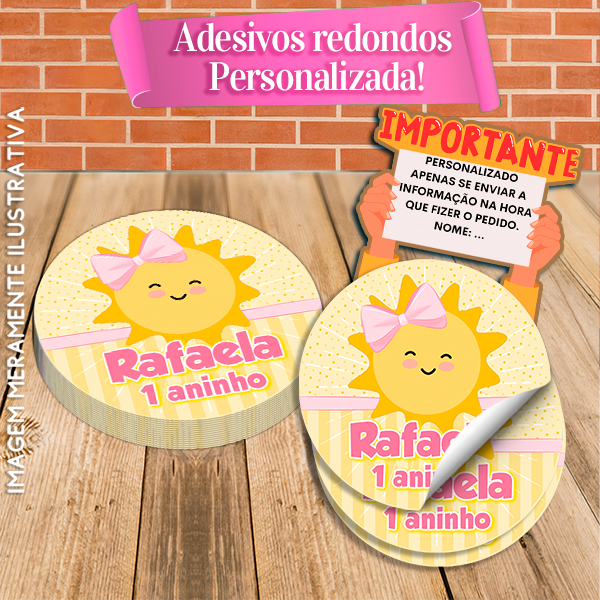 Rótulos Adesivos Redondos Personalizados Raio de Sol