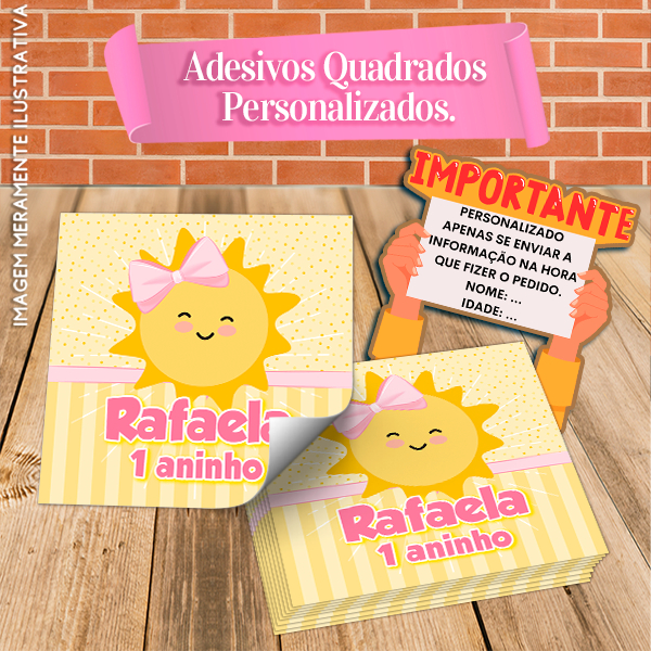 Rótulos Adesivos Quadrados Personalizados Raio de Sol