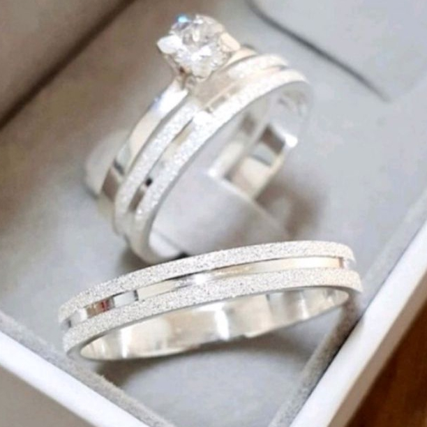 Par De Aliança Prata 925 Com Anel Solitário em Oferta na Shopee