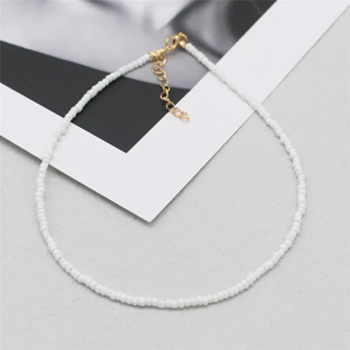 Gargantilha missangas Branco colar moda verão praia chocker micanças brancas, gargantilha ajustável em Oferta na Shopee