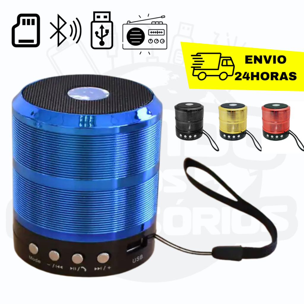 Mini Caixa Caixinha De Som Bluetooth Portátil Ws-887 Usb P2 Rádio Fm Call