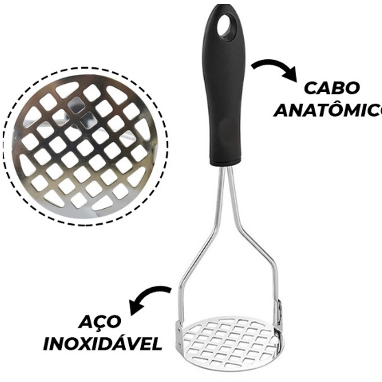 Amassador Batatas Espremedor Manual Legumes Multiuso Aço Inox Com Cabo Plastico Cozinha Multiuso em Oferta na Shopee