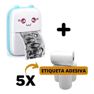Mini Impressora Térmica Portátil + 5 Rolos Adesivos em Oferta na Shopee