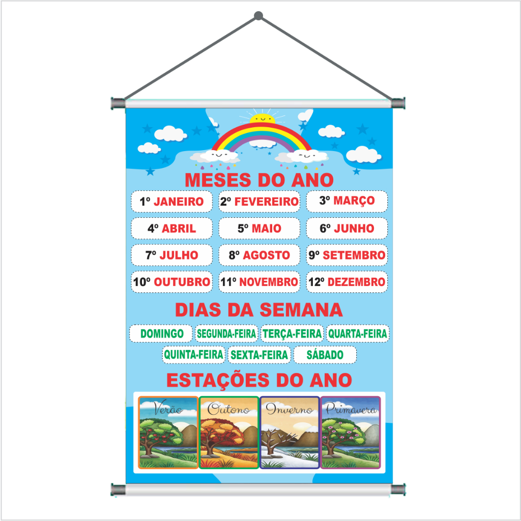 Banner Meses Do Ano Dias Da Semana E Estações Do Ano Banner Várias Medidas em Oferta na Shopee