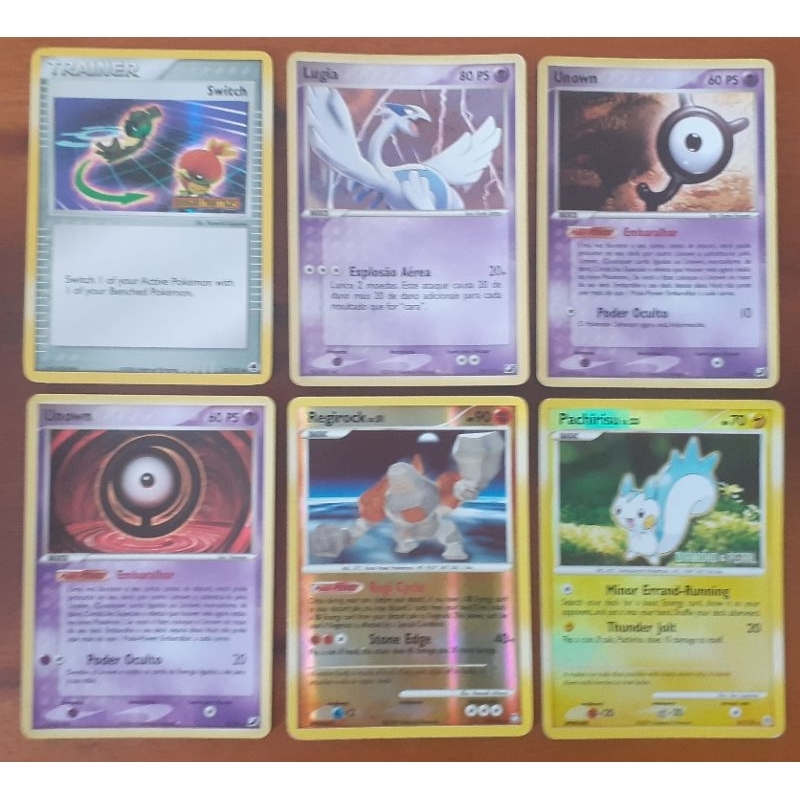 Pokemon Holo / Reverse Holo - Trainer Switch 83/101, Unown o/28, Regirock 38/146, Lugia 29/115, Unown Y/28, Pachirisu