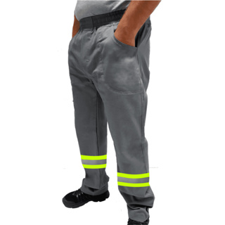 Calça de Uniforme Terminal de Carga Brim Profissional Reforçada Com Faixa Refletiva Verde em Oferta na Shopee