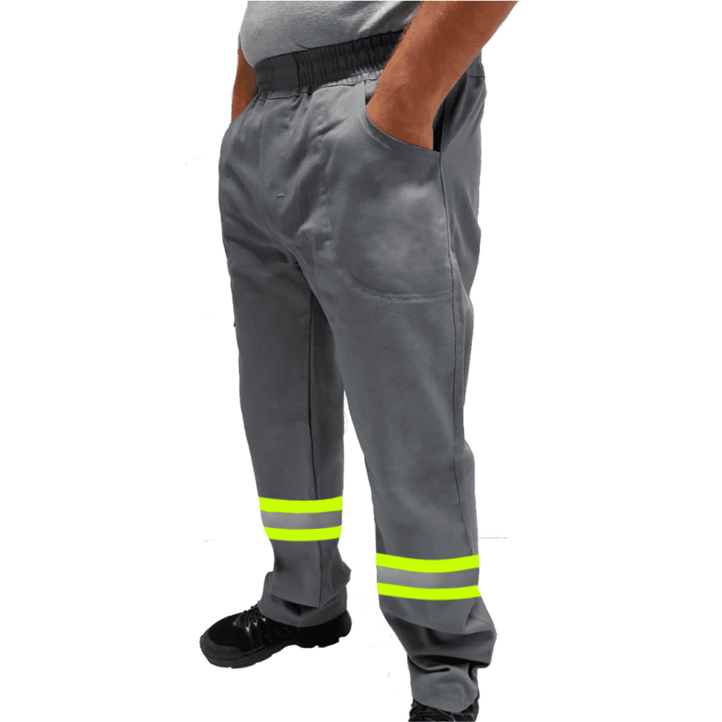 Calça de Uniforme Encanador Brim Profissional Reforçada Com Faixa Refletiva Verde em Oferta na Shopee