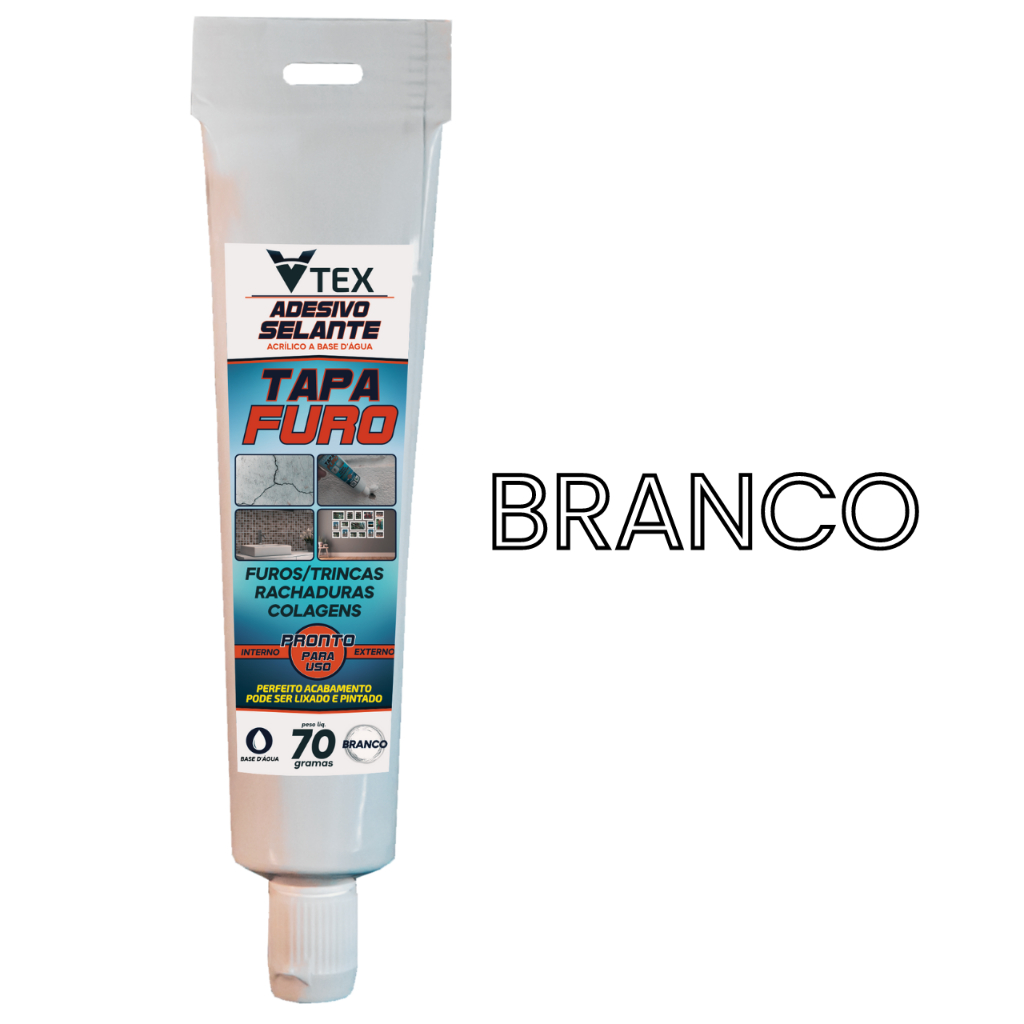 Tapa Furo Trinca Buraco Parede Fácil E Rápido Branco (VTEX 70G - BRANCO)