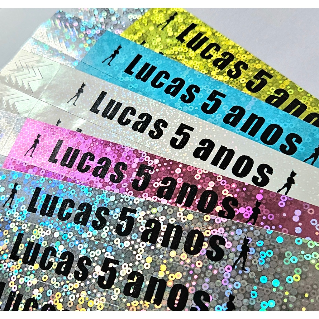 20 Pulseiras Holográficas Personalizadas para Festas e Eventos - CHAME NO CHAT APÓS COMPRAR