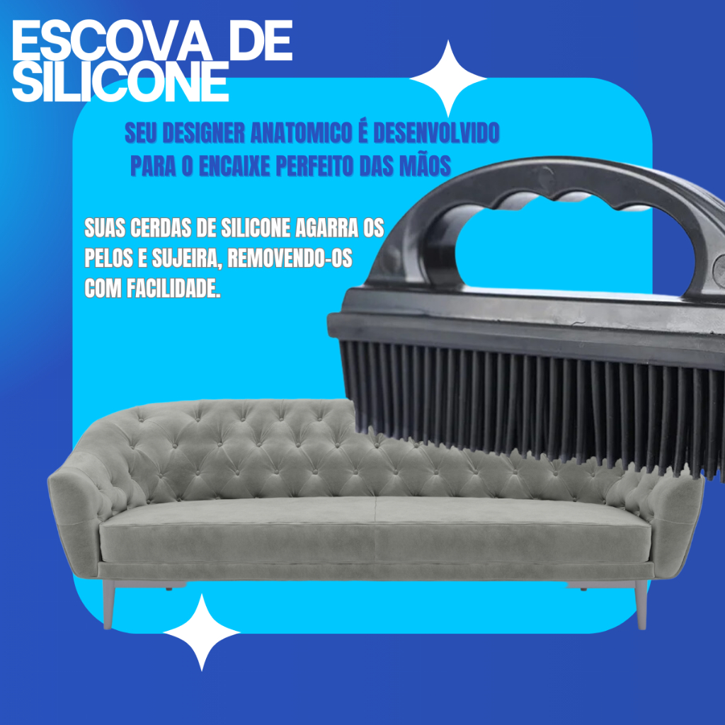Escova Silicone Remove Pelos Sofa Carro Estofados Carpe