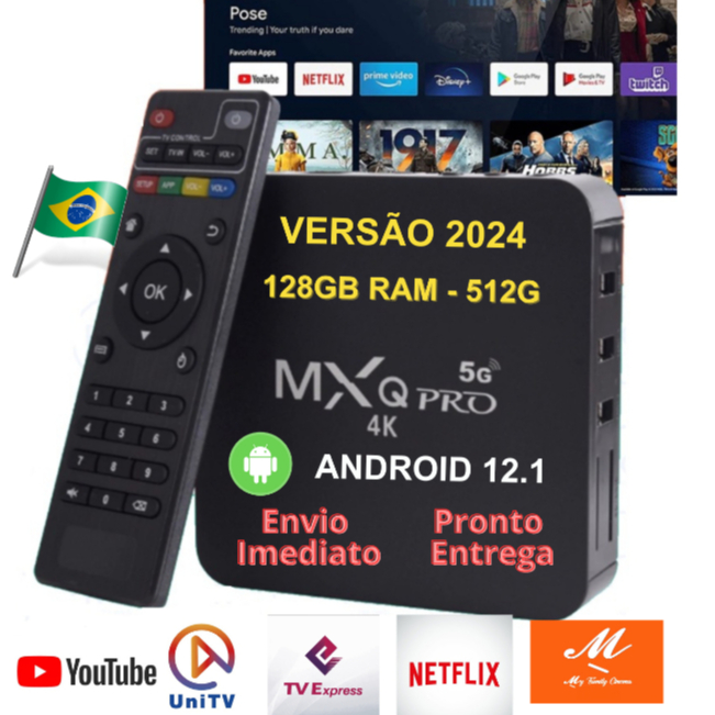 TV BOX MXQ 4K - 5G IPTV - TV Modelo 2024 PRONTO ENTREGA - Aparelho Conversor SMART TV para transformar sua TV comum em smart última geração