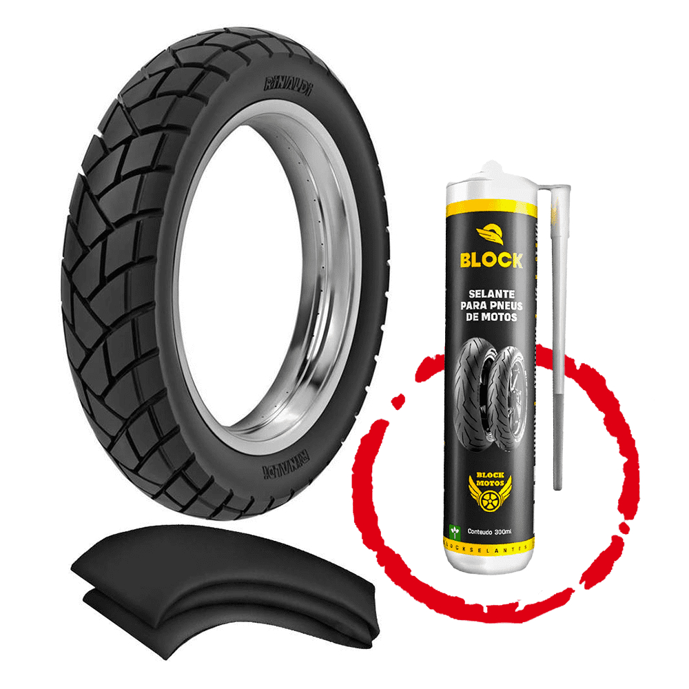 Kit Pneu Xre 300 Xr 250 Tornado Lander 250 120/80-18 R34 Rinaldi + câmara + selante