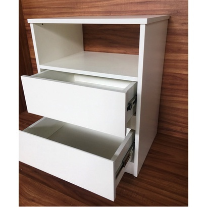 Mesa de cabeceira de chão com 2 gavetas e nicho 40x50x30cm Branco MDF