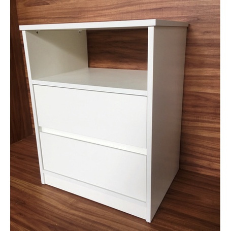 Mesa de cabeceira de chão com 2 gavetas e nicho 40x50x30cm Branco MDF em Oferta na Shopee