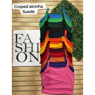 Kit 5 Cropped Feminino Regata Alcinha Em Malha Suede