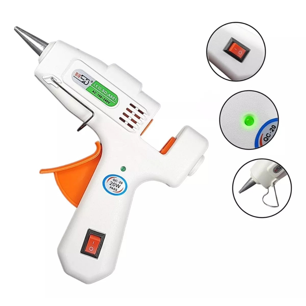 Pistola De Cola Quente Bico Fino 20w - / Artesanato/ Bastão Fino em Oferta na Shopee