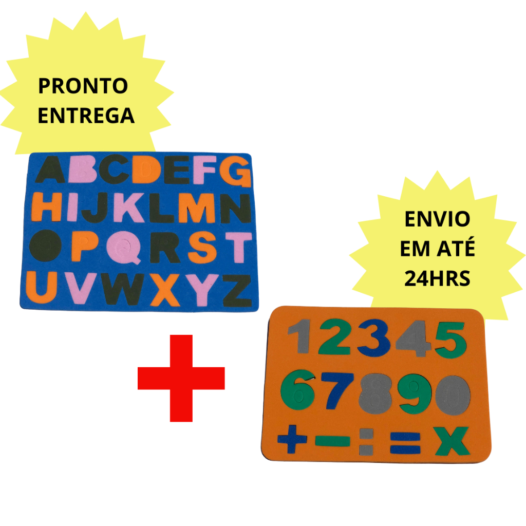 Kit Quebra Cabeça De Alfabeto e Numeros Educativo Em Eva Para Bebe E Criança Brinquedo Educativo