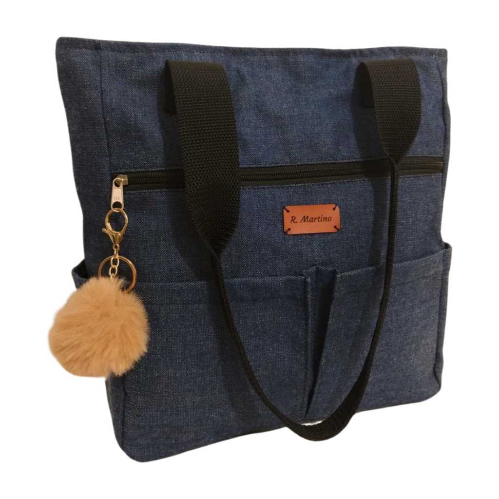 Bolsa Feminina Jeans Tecido Pano Alça Ombro lateral sacola tote mão mala malinha Grande média casual trabalho faculdade escolar viagem passeio academia treino maternidade hospital universitária professora reforçada praia piscina combina calça vestido