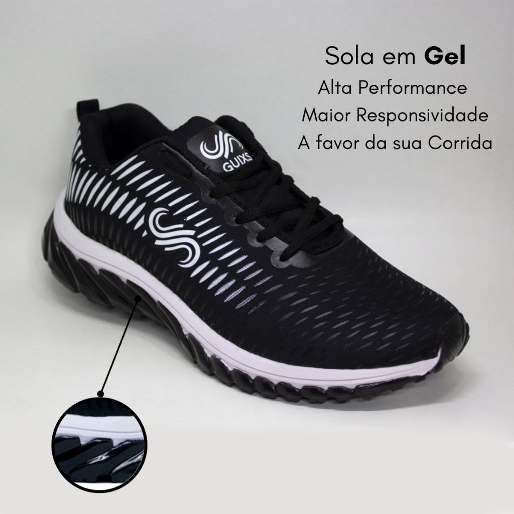 Tenis Masculino Academia Esportivo Corrida Leve Guixs Sola em GEL Original