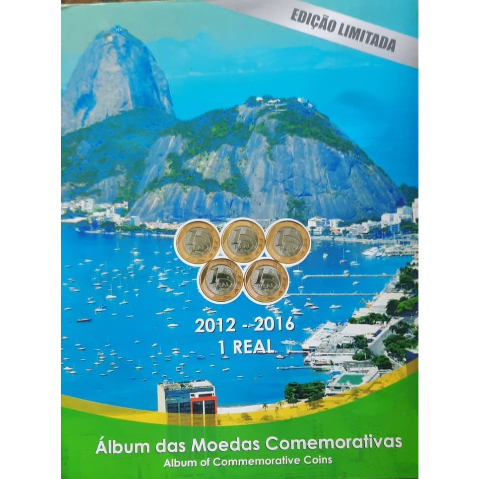 ÁLBUM COM TODAS MOEDAS DA OLIMPIADA COM A MOEDA ORIGINAL DA ENTREGA DA BANDEIRA