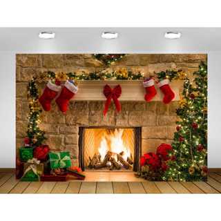 Painel Lareira de Natal Decoração de Natal Painel de Natal Lareira Enfeite Natalino Papai Noel Festividade Ano novo