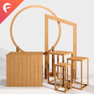 Conjunto Moderno Com 3 Mesas Cubo Mesa Ripada E Paineis