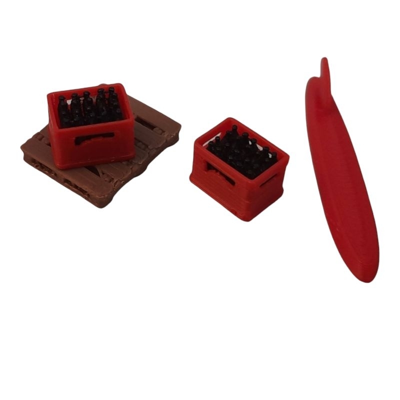 Engradado Garrafinha Prancha Pallet Miniatura escala 1/64 Acessórios hotwheels diorama maquete