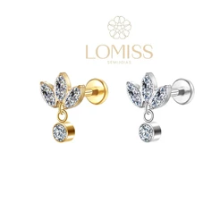 Piercing Helix Conch Labret Titânio Flor Com Pingente 3 Zircônias