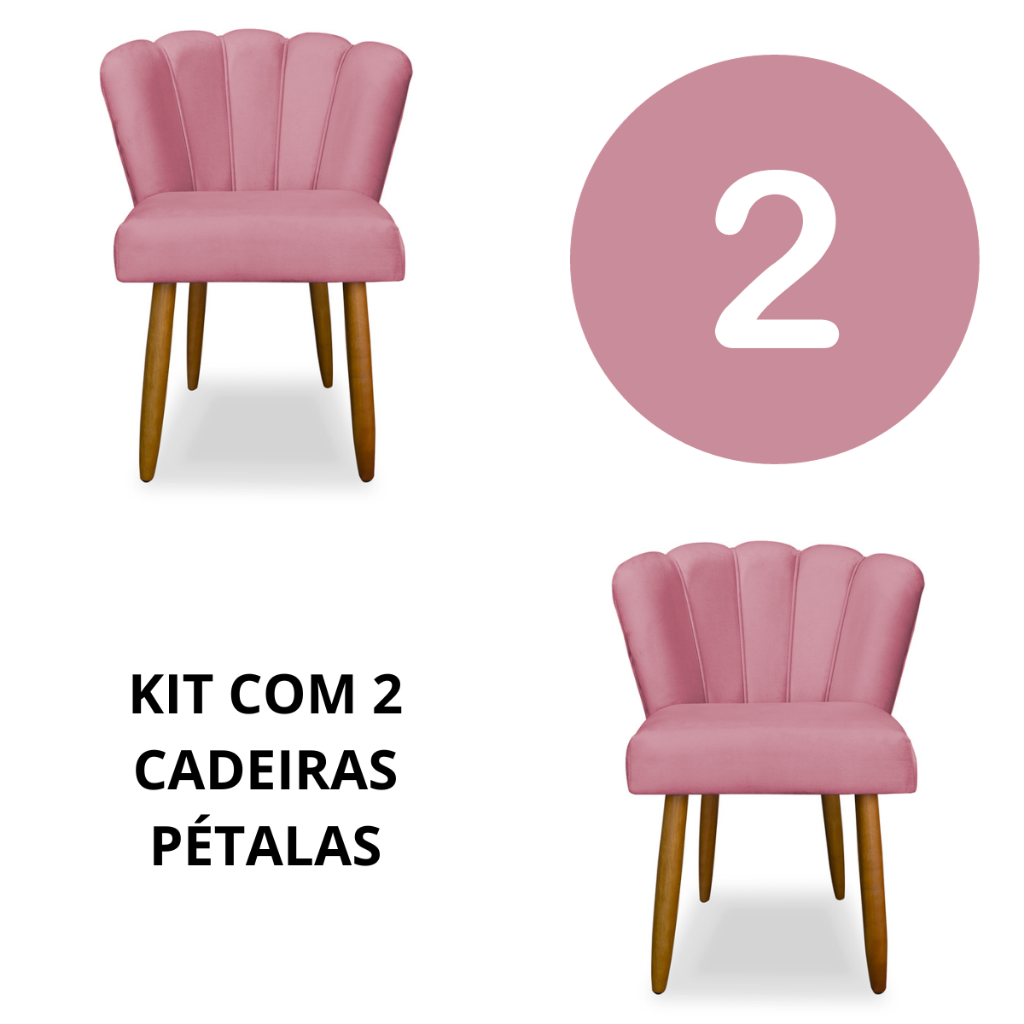 Kit 02 Cadeira Pétala Sala de Jantar Veludo Premium
