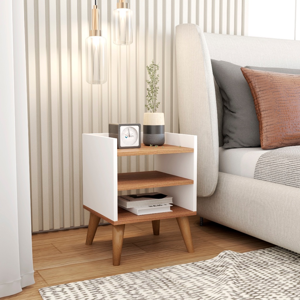 Mesa de Cabeceira Criado Mudo Retro Pé Palito E Nicho Várias Cores MVD Móveis - Home & Living